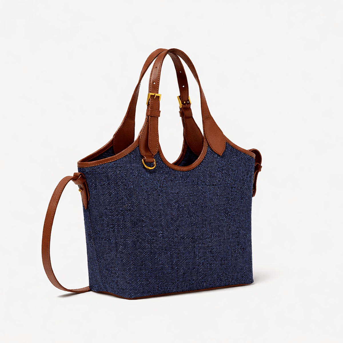Bucket Canvas blue & brown - astorebags.pk
