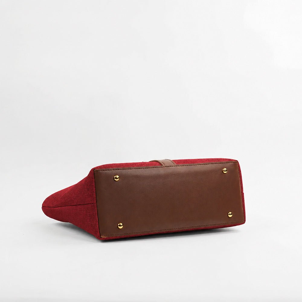 Mira Canvas Bag Maroon & Brown - astorebags.pk
