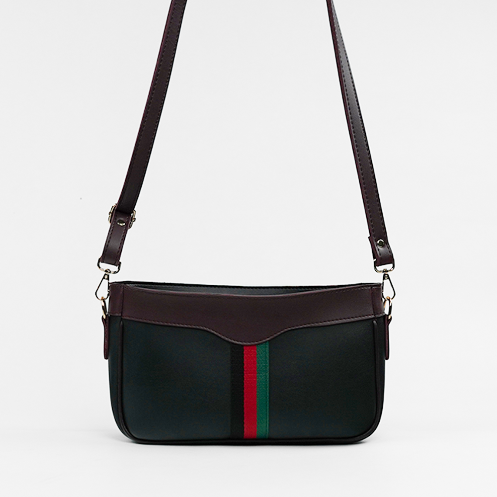 Riviera Stripe Bag Black & Maroon