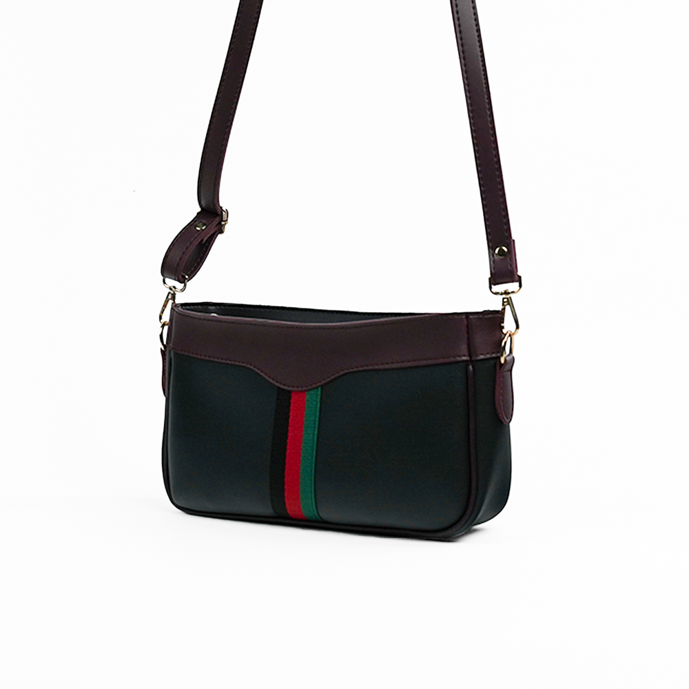 Riviera Stripe Bag Black & Maroon