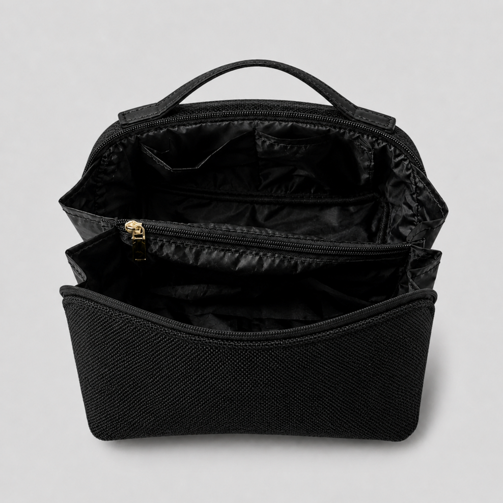 Large Capacity Travel Cosmetic Bag Canvas Black
