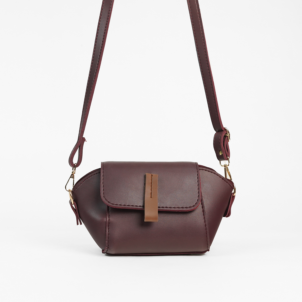 Mini Flap Crossbody Bag Maroon