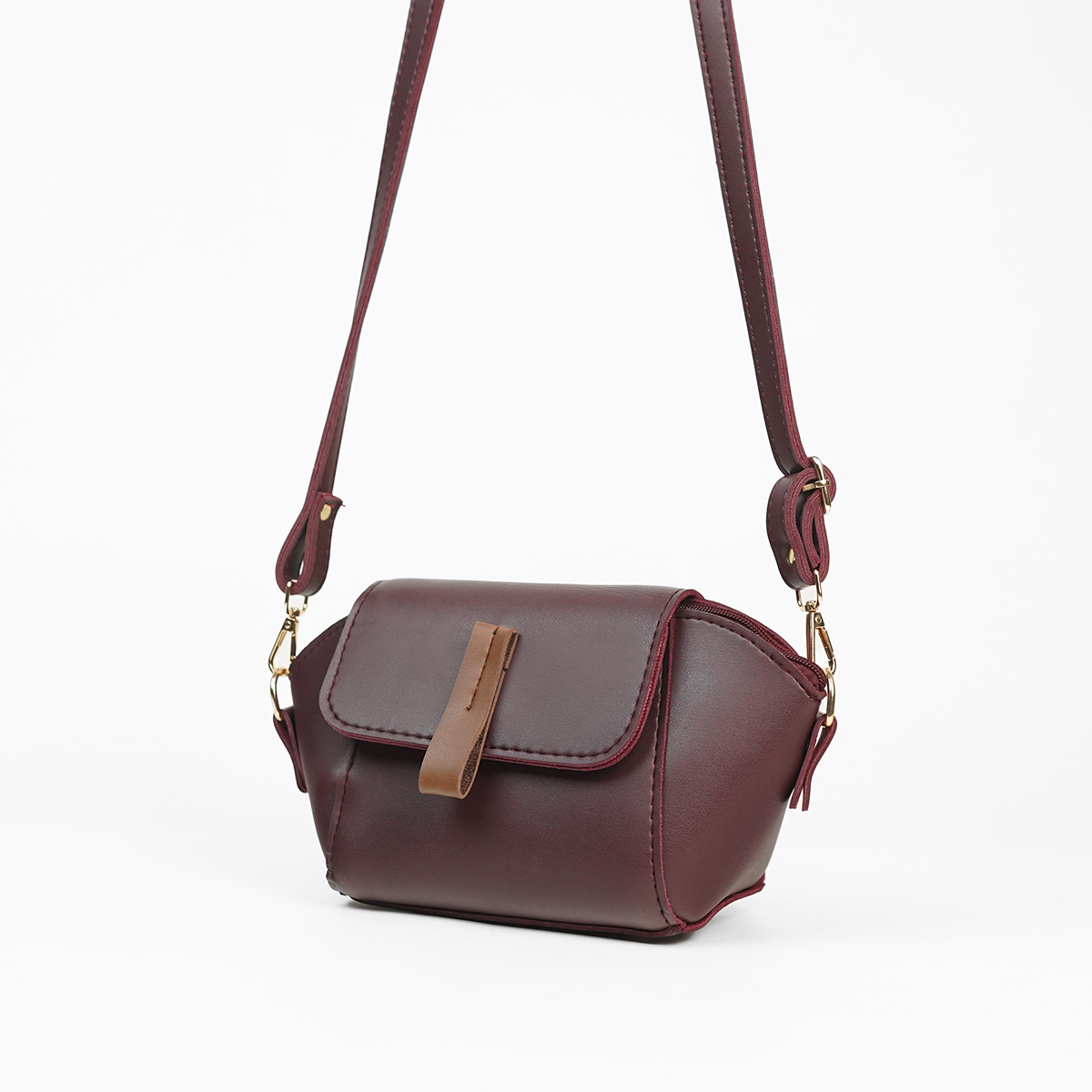 Mini Flap Crossbody Bag Maroon