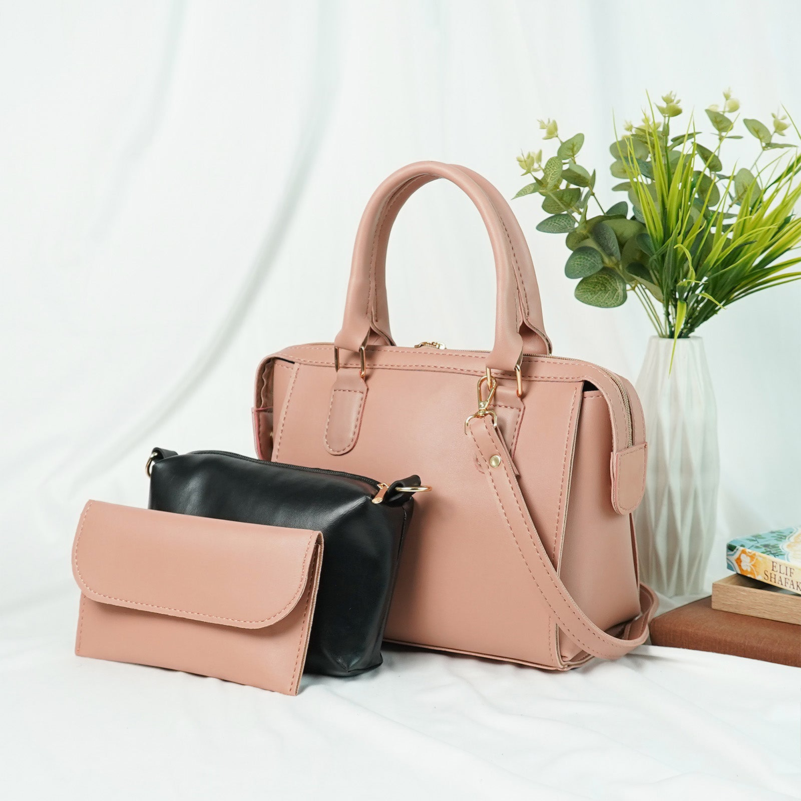 Olive Bag Set of 3 Peach