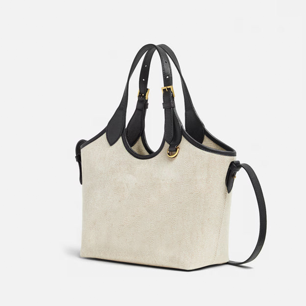 Bucket Canvas Bag Beige & Black