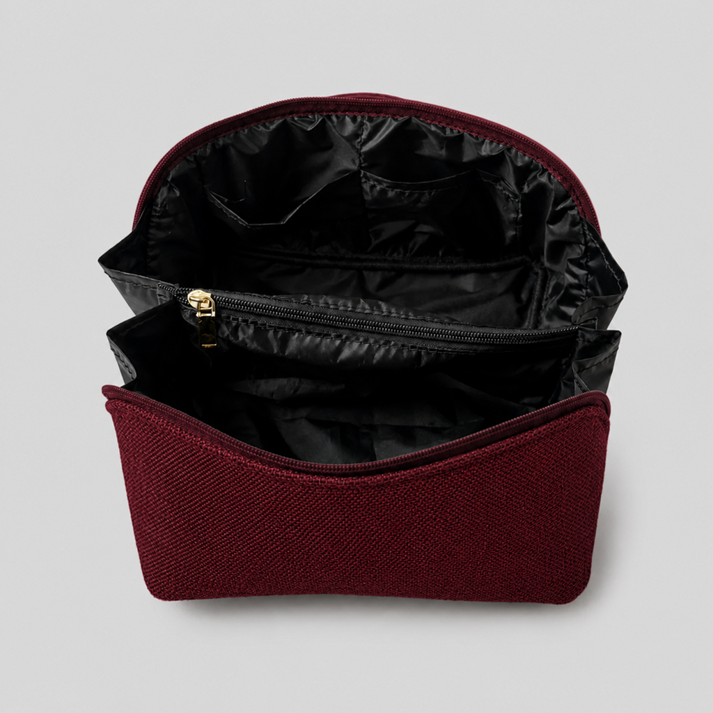 Large Capacity Travel Cosmetic Bag Canvas Maroon