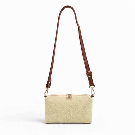 Canvas Classic Pouch Boski With Brown Strap