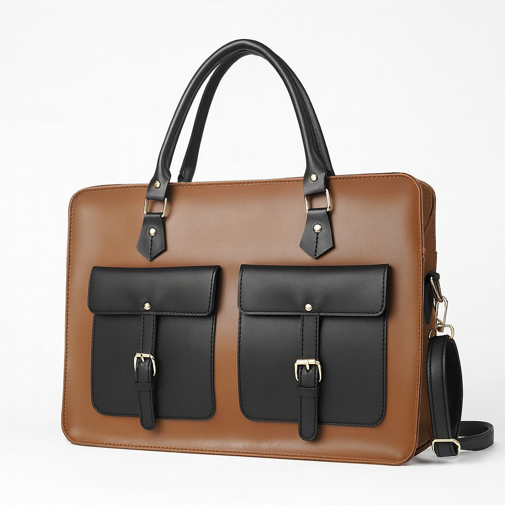 Buckle Laptop bag Brown & black