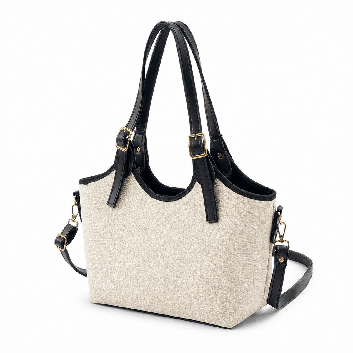Bucket Canvas Bag Beige & Black - astorebags.pk