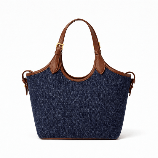 Bucket Canvas blue & brown - astorebags.pk