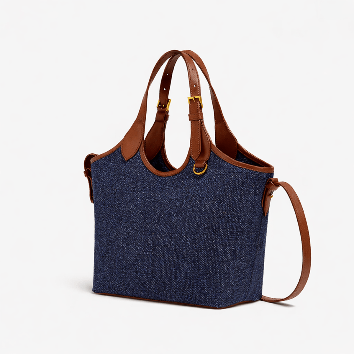 Bucket Canvas blue & brown - astorebags.pk