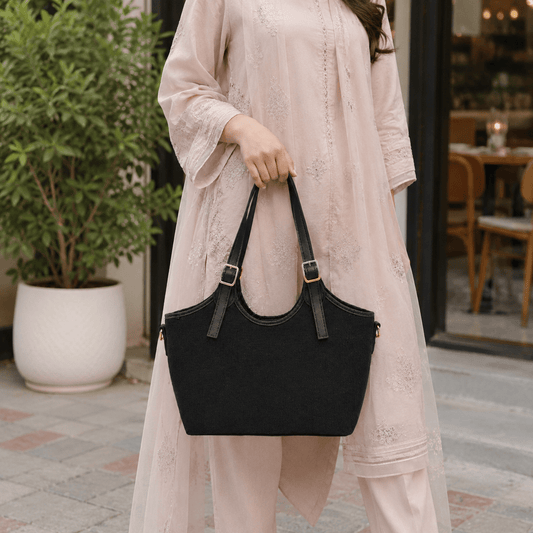Bucket Canvas Tote Bag Black - astorebags.pk