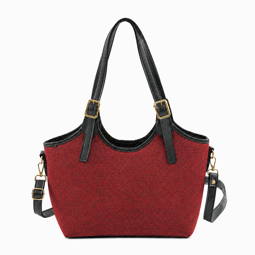 Bucket Canvas Tote Bag Maroon & Black - astorebags.pk