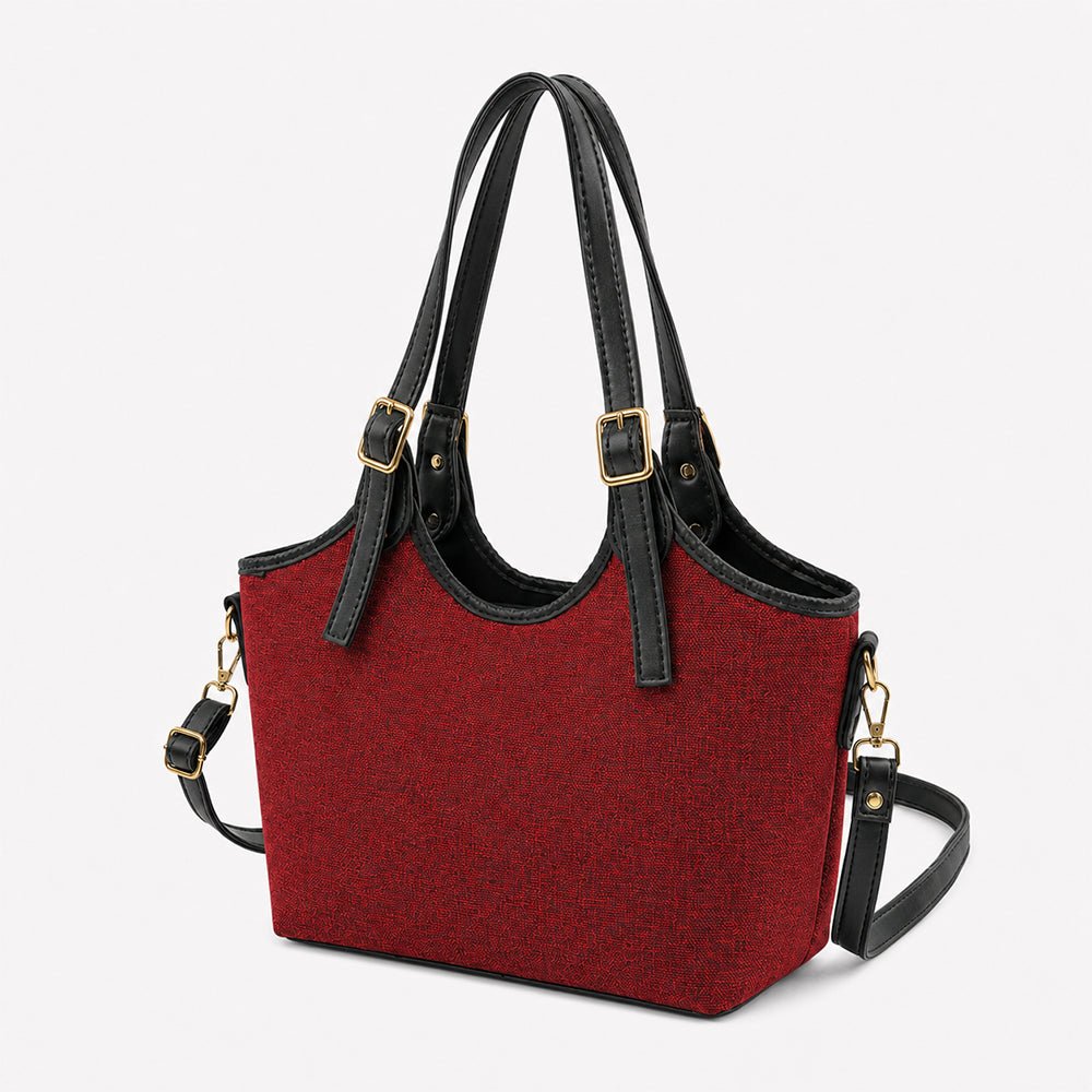 Bucket Canvas Tote Bag Maroon & Black - astorebags.pk