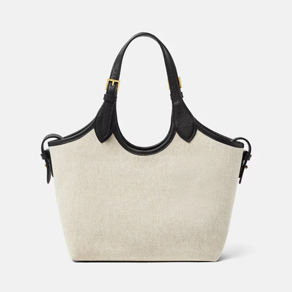 Bucket Canvas Bag Beige & Black