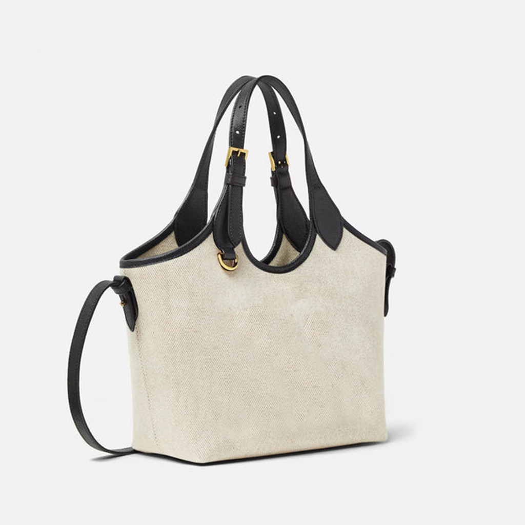Bucket Canvas Bag Beige & Black