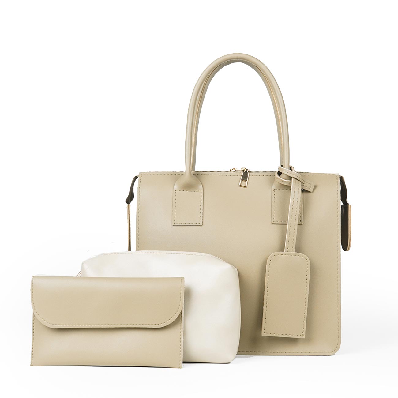 Clever set of 3 Bag Beige - astorebags.pk