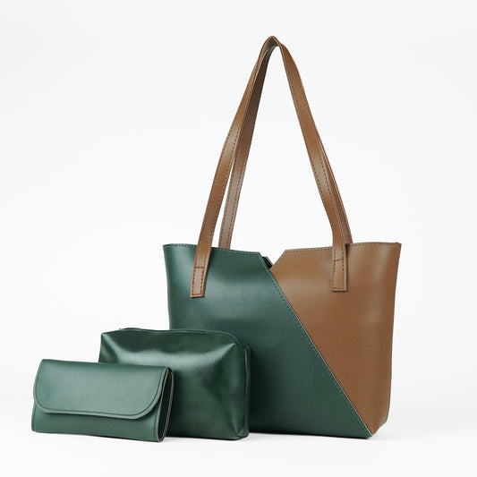 Criss Cross set of 3 Green & brown - astorebags.pk