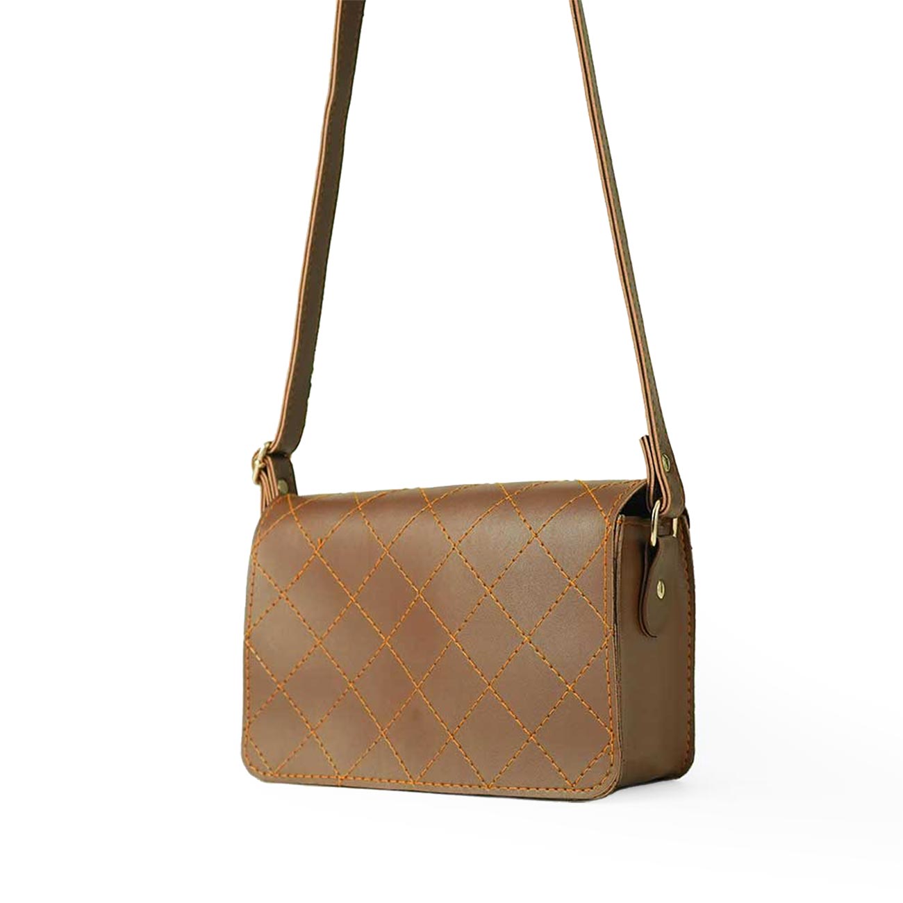 Cross Stitch Crossbody Bag Brown - astorebags.pk