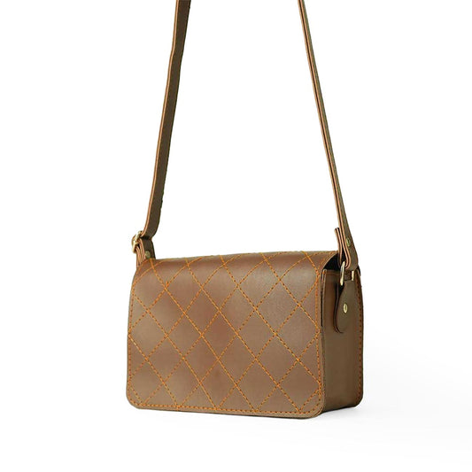 Cross Stitch Crossbody Bag Brown - astorebags.pk