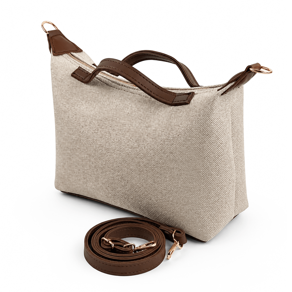 Diva Canvas Bag Beige & Brown - astorebags.pk