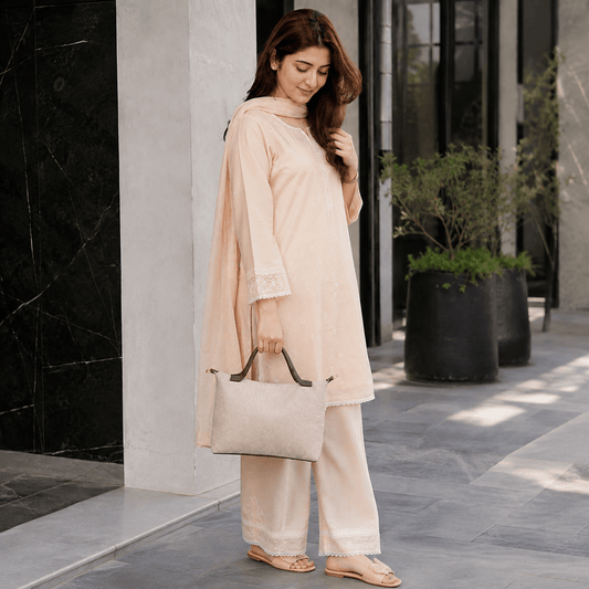 Diva Canvas Bag Beige & Brown - astorebags.pk