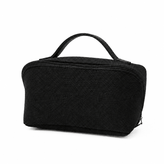 Large Capacity Travel Cosmetic Bag Canvas Black - astorebags.pk