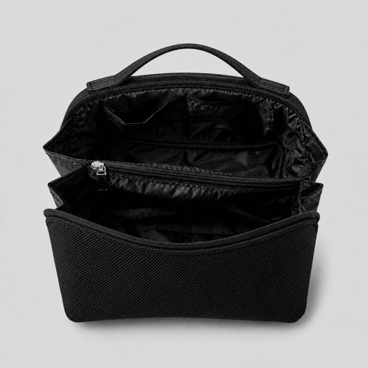 Large Capacity Travel Cosmetic Bag Canvas Black - astorebags.pk
