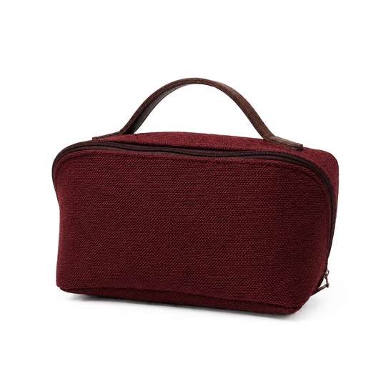 Large Capacity Travel Cosmetic Bag Canvas Maroon - astorebags.pk