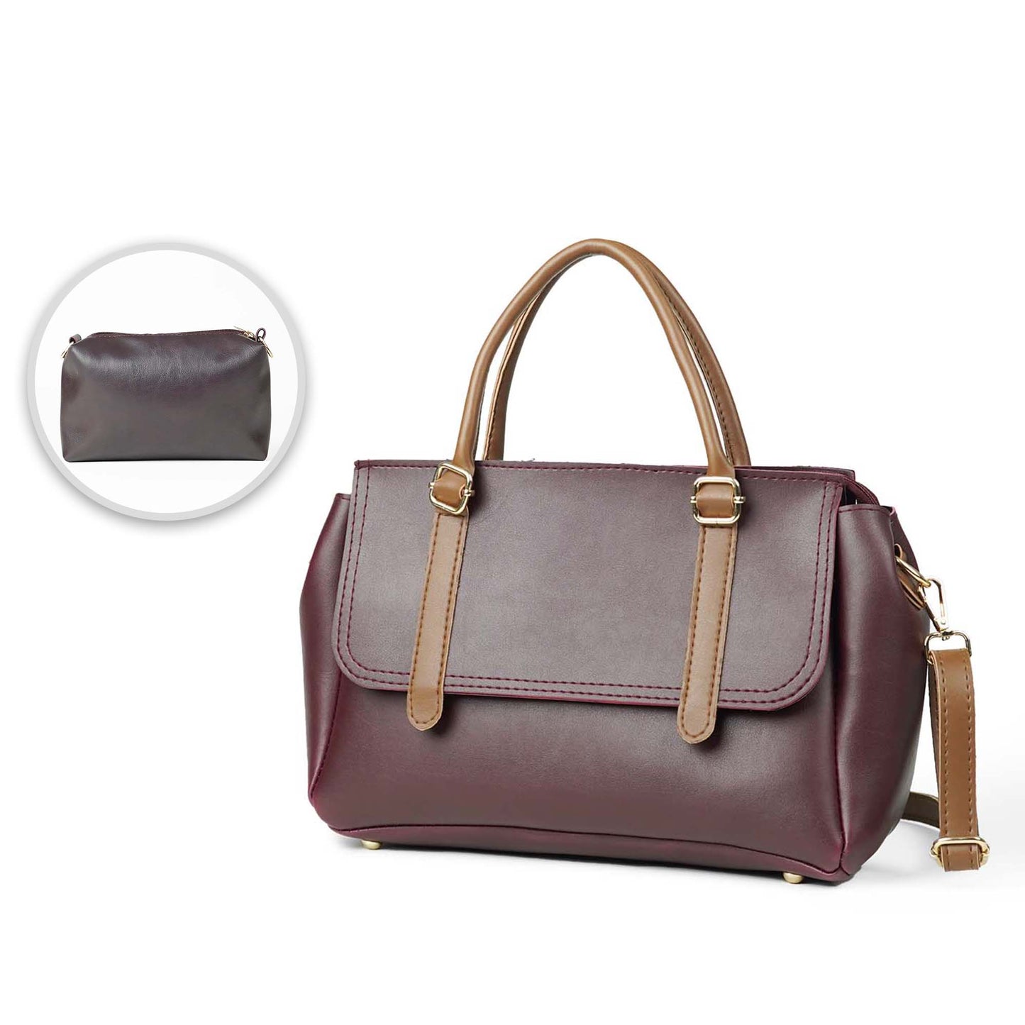 Milly set of 2 bag maroon & brown - astorebags.pk