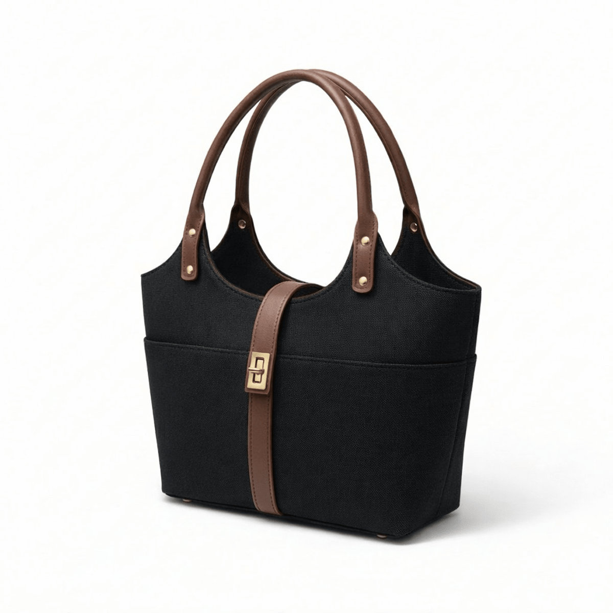 Mira Canvas Bag black & brown - astorebags.pk