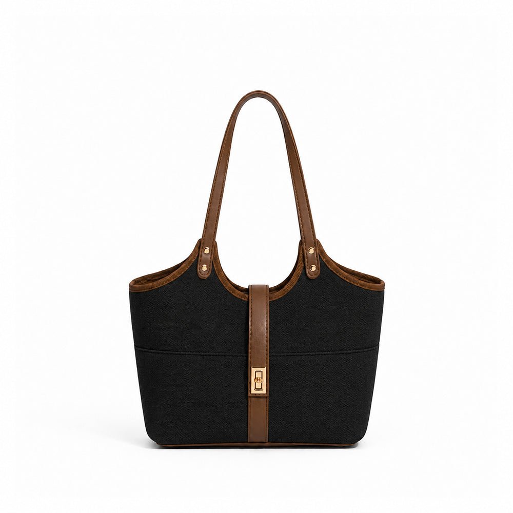Mira Canvas Bag black & brown - astorebags.pk