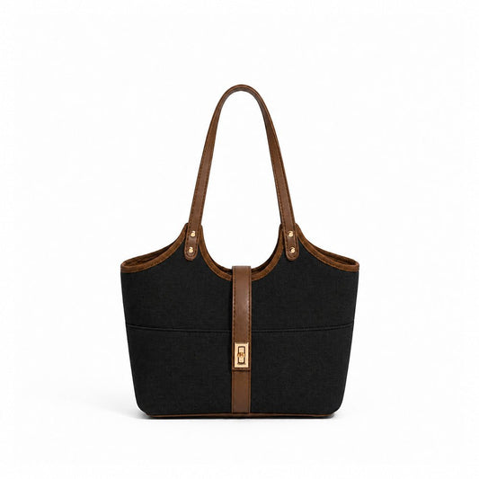 Mira Canvas Bag black & brown - astorebags.pk