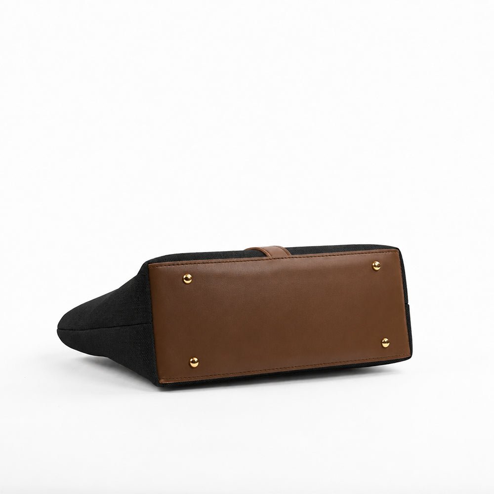 Mira Canvas Bag black & brown - astorebags.pk