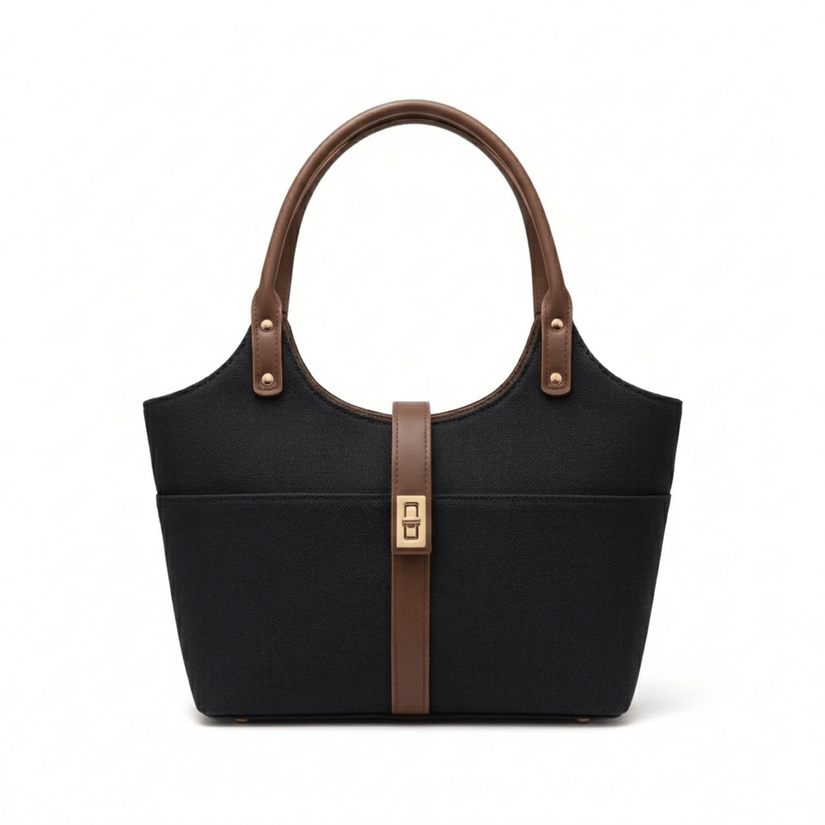 Mira Canvas Bag black & brown - astorebags.pk