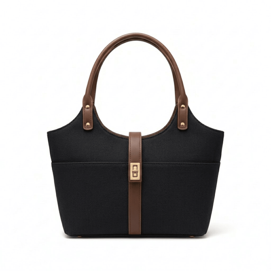 Mira Canvas Bag black & brown - astorebags.pk