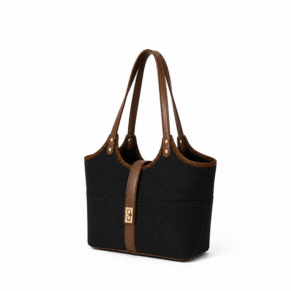 Mira Canvas Bag black & brown - astorebags.pk