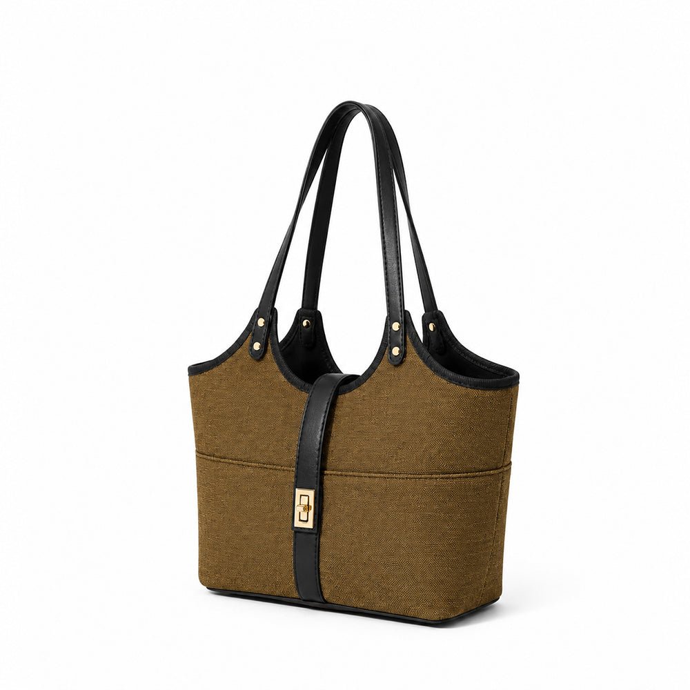 Mira Canvas Bag brown & black - astorebags.pk