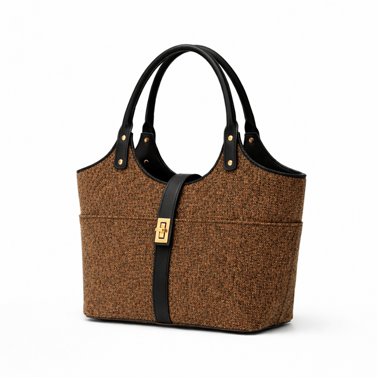 Mira Canvas Bag brown & black - astorebags.pk
