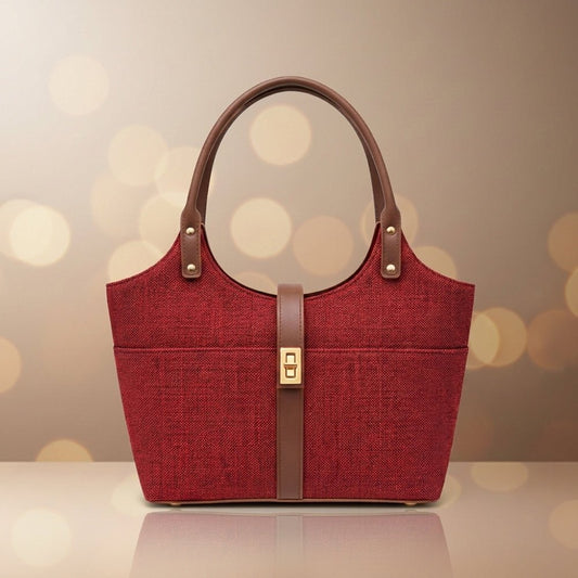 Mira Canvas Bag Maroon & Brown - astorebags.pk