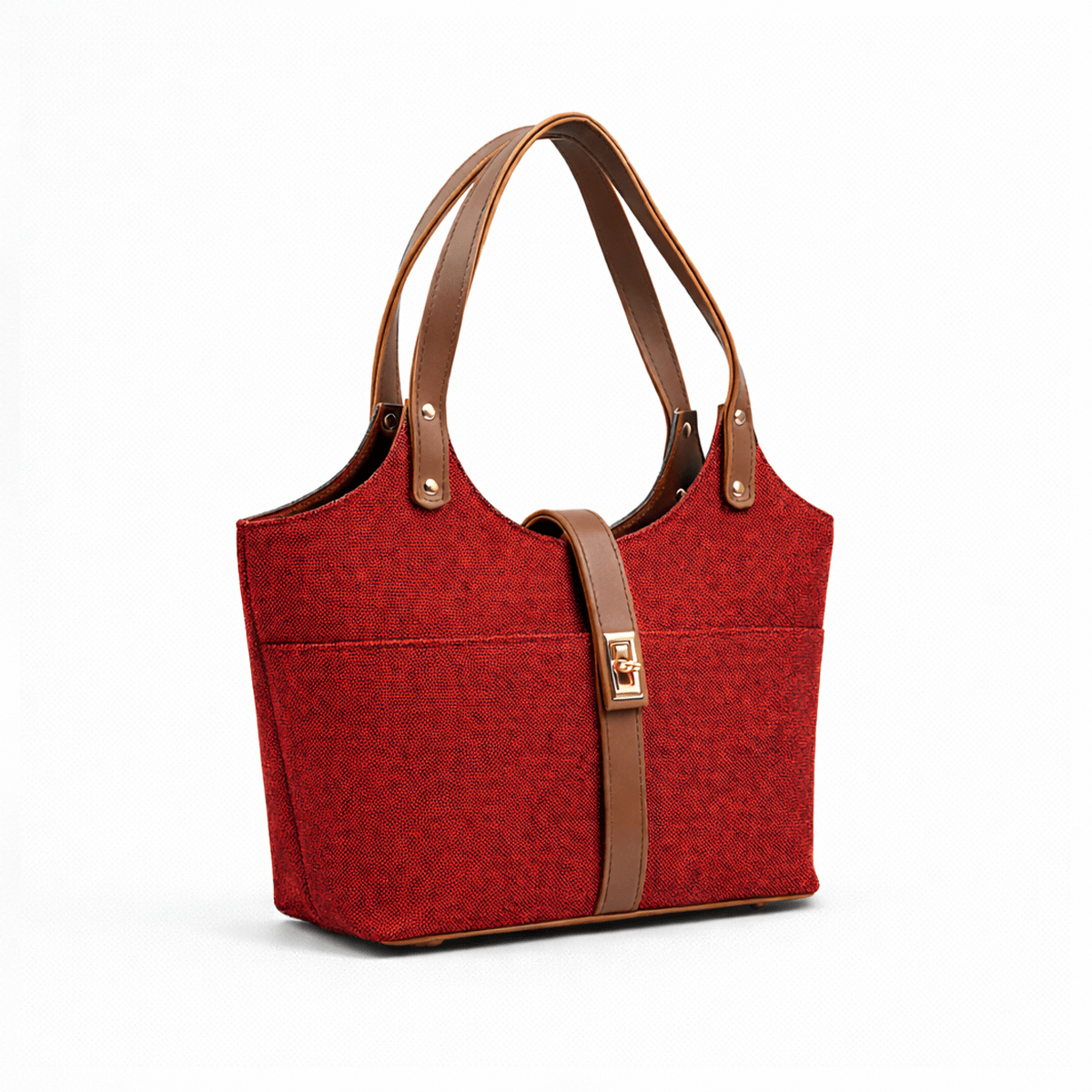 Mira Canvas Bag Maroon & Brown - astorebags.pk