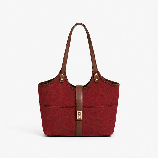 Mira Canvas Bag Maroon & Brown - astorebags.pk