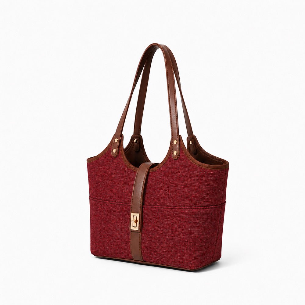 Mira Canvas Bag Maroon & Brown - astorebags.pk
