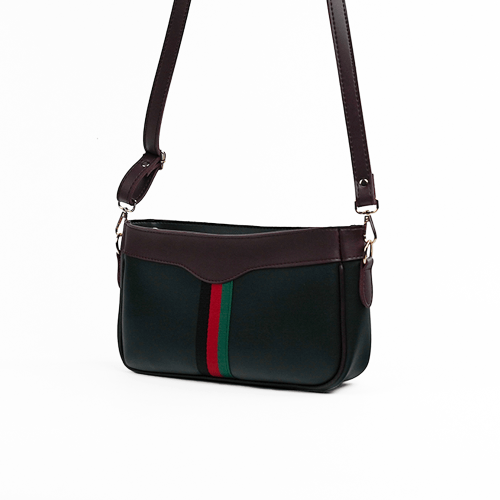 Riviera Stripe Bag Black & Maroon - astorebags.pk