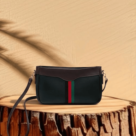Riviera Stripe Bag Black & Maroon - astorebags.pk
