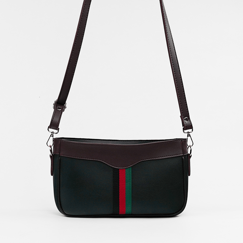 Riviera Stripe Bag Black & Maroon - astorebags.pk