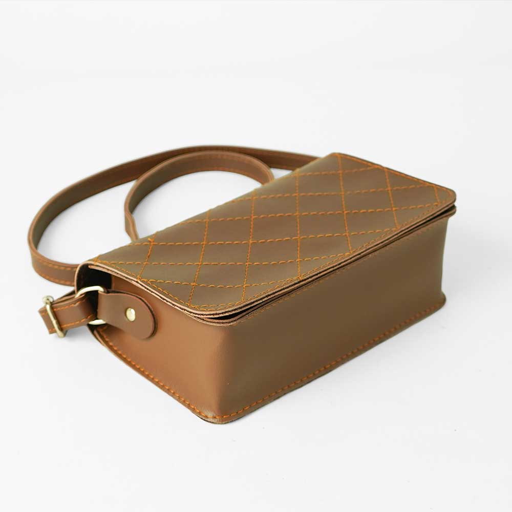 Cross Stitch Crossbody Bag Brown - astorebags.pk