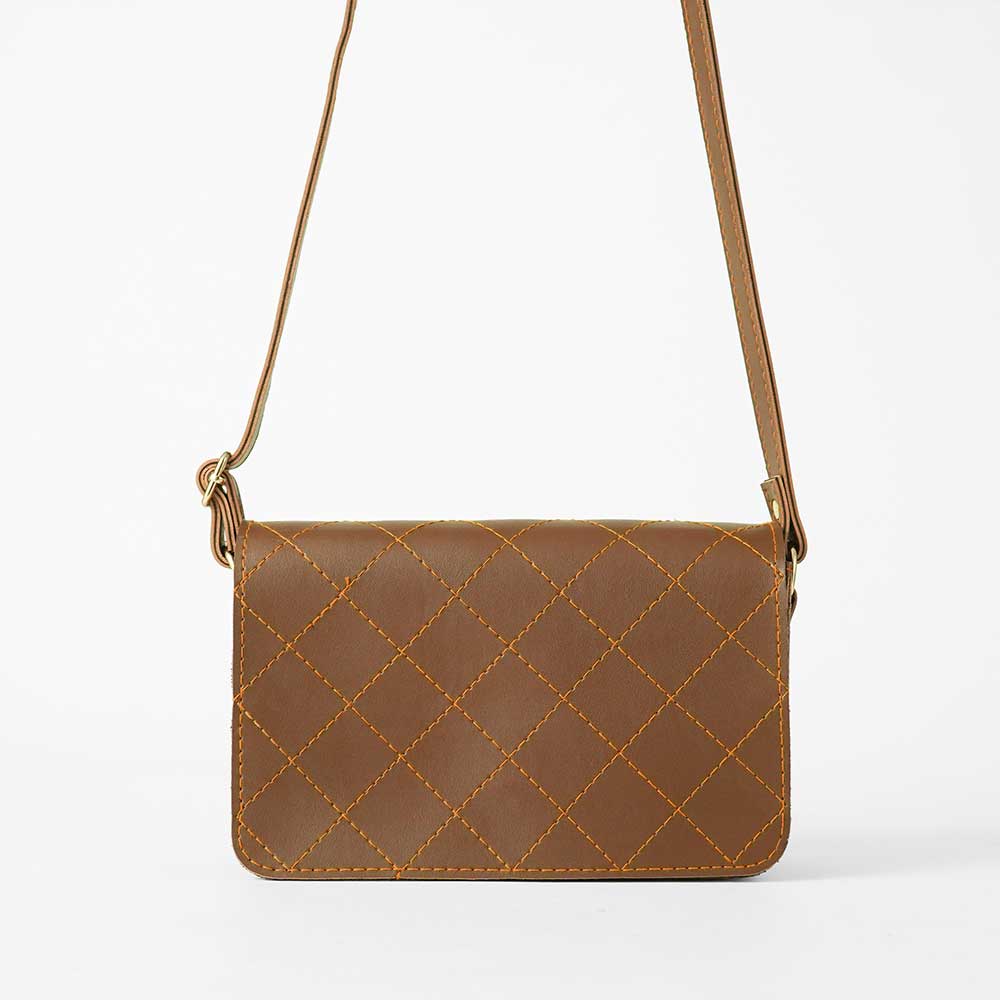 Cross Stitch Crossbody Bag Brown - astorebags.pk