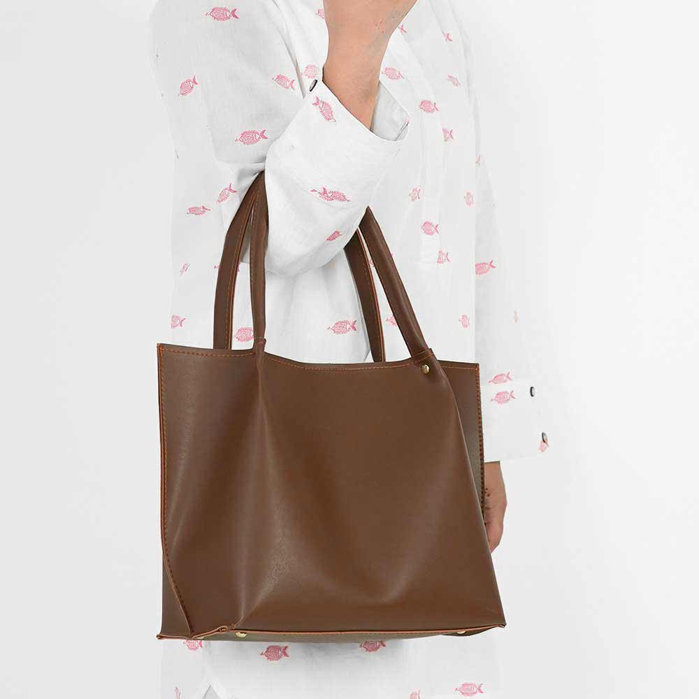 Daily Tote Bag Brown - astorebags.pk