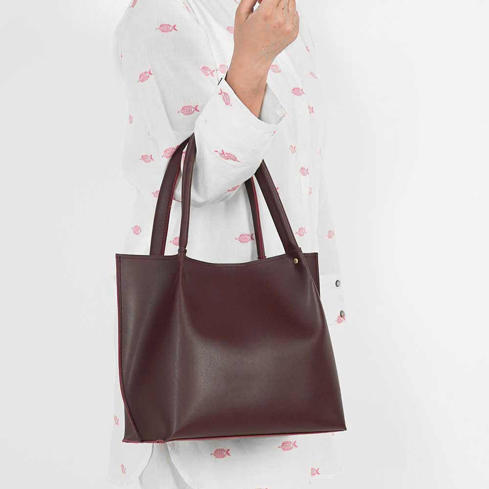 Daily Tote Bag Maroon - astorebags.pk